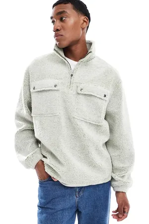ASOS Grøn og oversized sweatshirt i plys med kvart lynlås