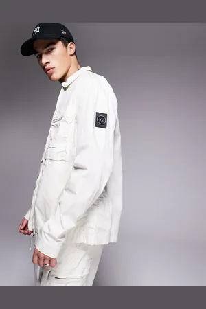 Marshall Artist Seafield - Cremehvid utility-overskjorte - Del af sæt-Neutral