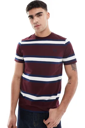 Fred Perry Bordeauxrød/hvid T-shirt med store og vandrette striber