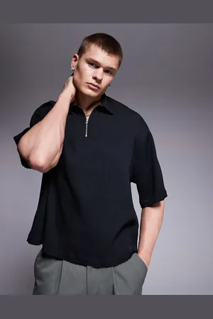 ASOS Plisseret overhead-skjorte med firkantet pasform i Regular Fit