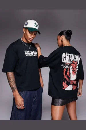 ASOS Unisex - oversized T-shirt med licenseret Green Day-print i firkantet pasform