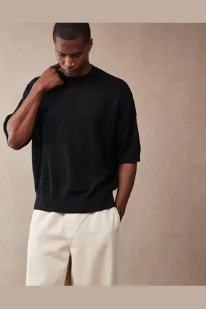 ASOS Oversized T-shirt med argyle-tern i pointelle-strik i firkantet pasform