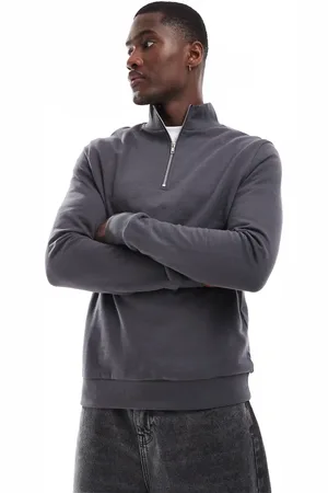 ASOS Essentials - Koksgrå sweatshirt med kvart lynlås