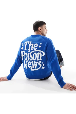 Pull&Bear Strikket cardigan med grafik på ryggen-Rød