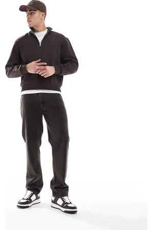 ASOS Brun, oversized og firkantet sweatshirt med kvart lynlås