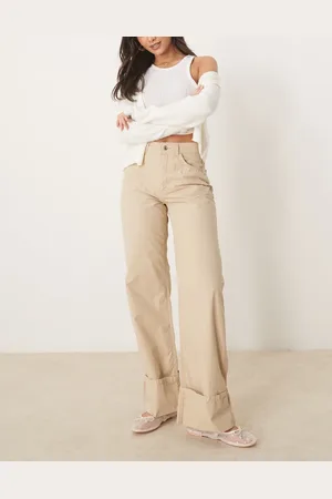 ASOS Casual bukser med opsmøgne buksekanter-Neutral