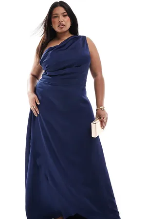 TFNC Brudepiger - oneshoulder-maxikjole med slå-om-nederdel i satin