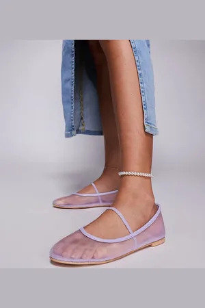 Public Desire Twiggie - flade ballerinaer i mesh-Gul
