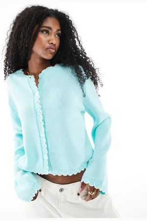 Miss Selfridge Blå cardigan med tæppesyninger