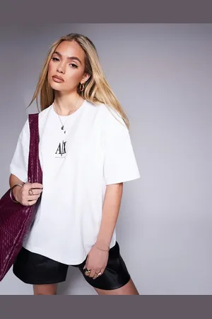 Armani Exchange Hvid oversized t-shirt med centralt logo