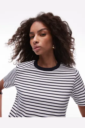 MANGO Premium - T-shirt med hvide/blå striber