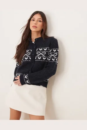 Miss Selfridge Strikket cardigan med sløjfemønster-Multifarvet