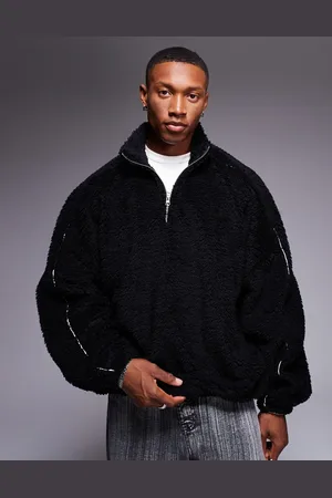 ASOS Og super-oversized sweatshirt i plys med kvart lynlås og tittekanter