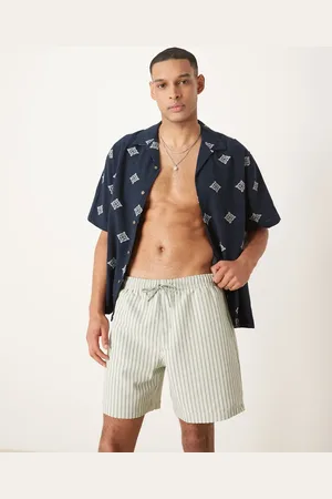 Abercrombie & Fitch Olivengrønne 7-tommer-badeshorts med løbesnor