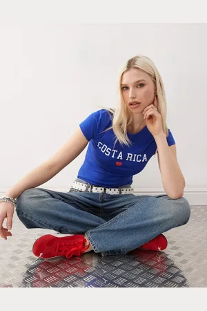 COLLUSION Blå T-shirt med grafisk 