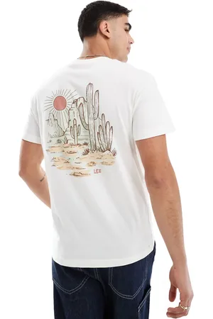 Lee Råhvid T-shirt med westernprint på ryggen i afslappet pasform