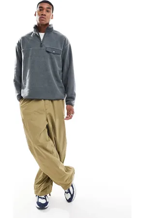 ASOS Grå og oversized sweatshirt i fleece med kvart lynlås og brystlomme
