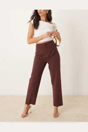 Miss Selfridge Essentials - Chokoladebrune cigaretbukser-Grøn