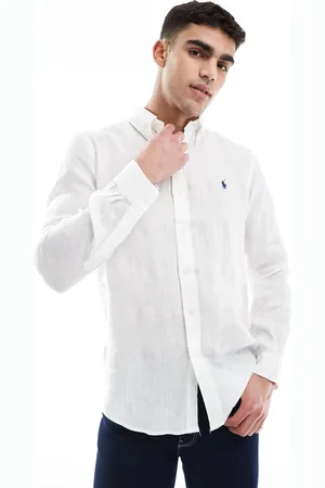 Ralph Lauren Klassisk skjorte med ikonlogo i hør i custom fit