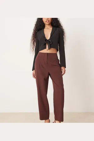 Miss Selfridge Essentials - Chokoladebrune cigaretbukser-Grøn
