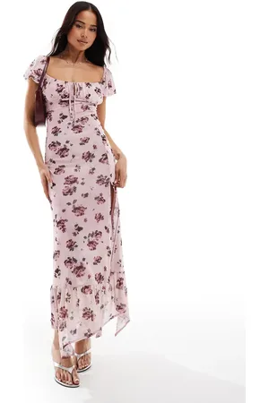 Bershka Milkmaid-maxikjole med blomstermønster