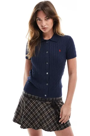 Ralph Lauren Cardigan med krave og korte ærmer