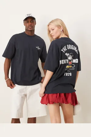 ASOS Disney - Unisex - Marineblå oversized t-shirt med Mickey Mouse-print og broderi