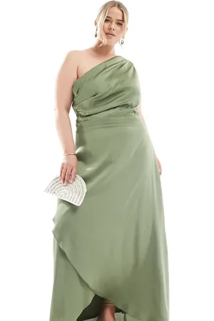 TFNC Brudepiger - oneshoulder-maxikjole med slå-om-nederdel i satin