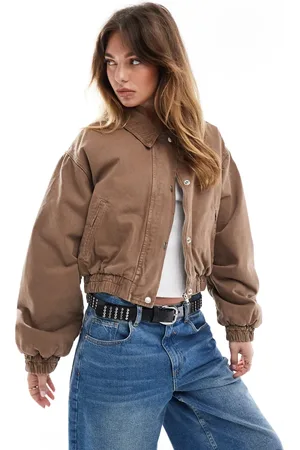 ASOS Bomber-jakke i denim med fløjlskrave