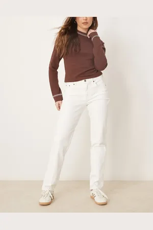 Abercrombie & Fitch Hvide jeans med lige ben og mellemhøj talje
