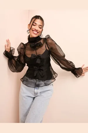 ASOS Langærmet top med sløjfedetalje og cami i organza