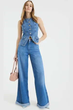 River Island Mellemblå og forvasket vest i denim