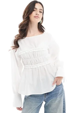ASOS Bluse med rynket panel på brystet i bomuld