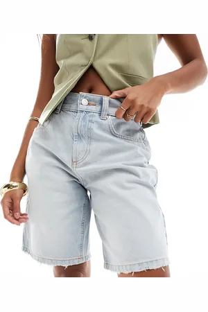 ASOS ASOS DESIGN Petite - Bermuda-denimshorts i lyseblå vask
