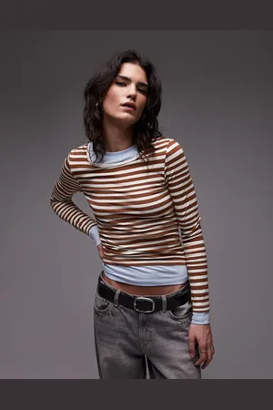 Topshop Top med dobbeltlag og striber i jersey