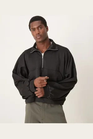 ASOS Super-oversized firkantet trøje i stift scuba-stof med ståkrave-Hvid