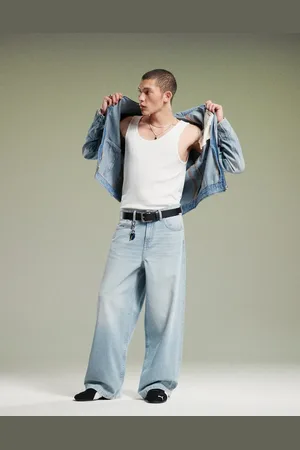 ASOS Lyseblå forvaskede jeans i super baggy pasform