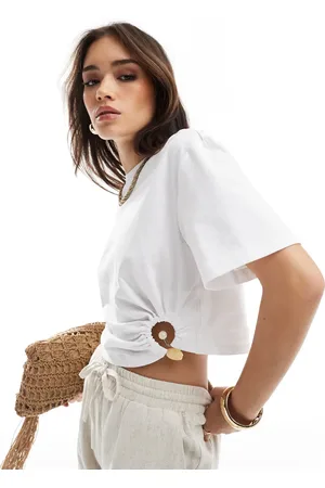 4th & Reckless Cropped T-shirt med perlering