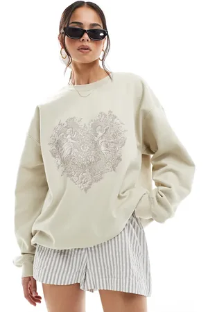 Miss Selfridge Oversized trøje med engletapetmotiv-Neutral