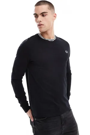 Fred Perry T-shirt med lange ærmer og dobbeltstriber i kanten