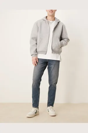 ASOS Mellemblå og forvaskede jeans med tapered pasform og stretch