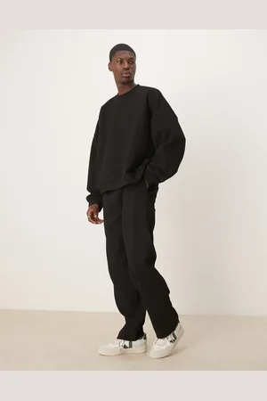 ASOS Sorte joggingbukser med plisseringer i tapered pasform - Del af sæt