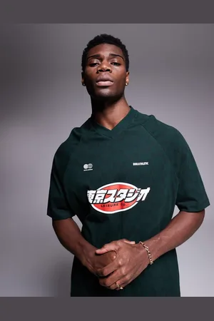 ASOS Oversized og mørkegrøn T-shirt med rund hals og grafisk sportsprint