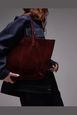 MANGO Tote-skuldertaske i ruskind-Rød