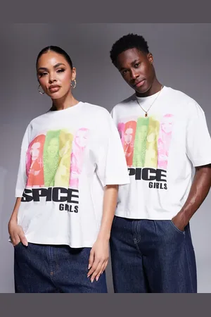 ASOS Unisex - oversized T-shirt med Spice Girls-print i firkantet pasform-Sort