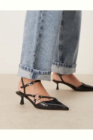 ASOS Sissi - Sorte sko med ringdetalje og kitten-hæl