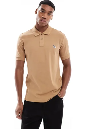 Paul Smith Gyldenbrun poloskjorte i regular fit med ikonlogo og korte ærmer