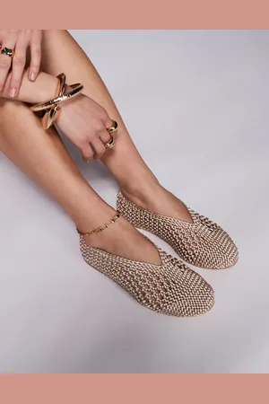 Public Desire Dylan - Cremefarvede og flade ballerinaer i flet-Hvid