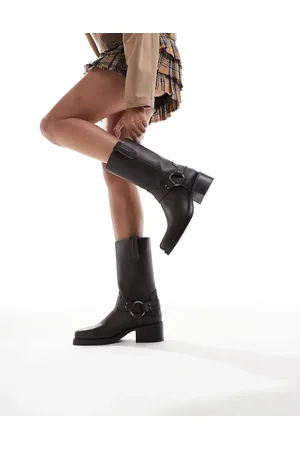 Bershka Sorte western-ridestøvler-Brun