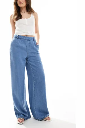 Object Lyseblå bukser med vide ben i chambray-denim
